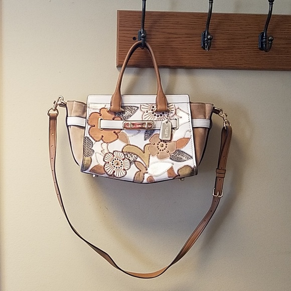 Coach Handbags - Flower pattern Tan Coach Purse